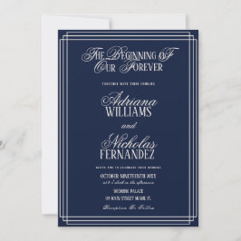 Invitación Beginning Of Our Forever Timeless Navy Wedding