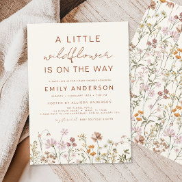 Invitación Beige A Little Wildflower Baby Shower