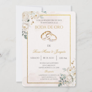 Invitación Beige Boda de oro editable