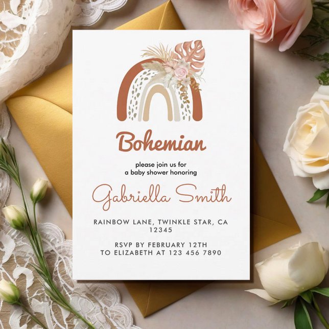 Invitación Beige Bohemian Favor Baby Shower (Subido por el creador)