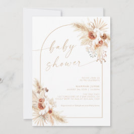 Invitación Beige Boho Baby Shower Pampas Grass