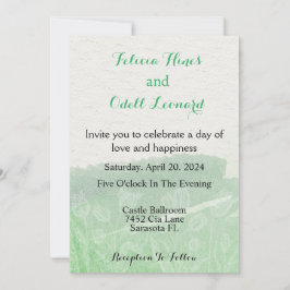 Invitación Beige Boho Floral Verde Boda acuarela moderna