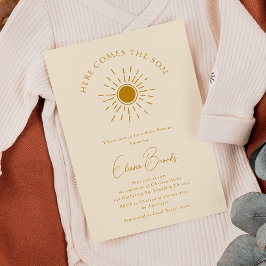 Invitación Beige Boho Sunshine Aquí Viene El Baby Shower Del