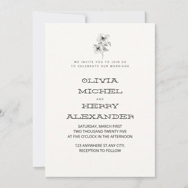 INVITACIÓN BEIGE BOTANIC CLASSY INVITATION (Anverso)