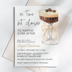 Invitación Beige Bow Espresso Martini Bridal Shower