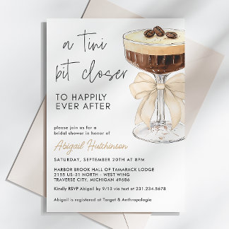 Invitación Beige Bow Espresso Martini Bridal Shower