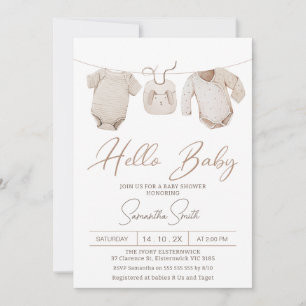 Invitación Beige Boys Baby Clothes Baby Shower