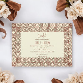 Invitación Beige Brown Boda Geométrico Islámico de Dos Bordes
