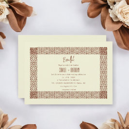 Invitación Beige Brown Boda Geométrico Islámico de Dos Bordes