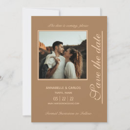 Invitación Beige Brown Boho Save the Date