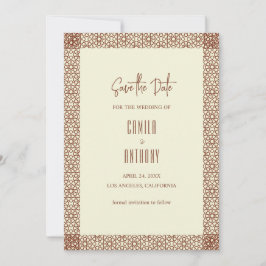 Invitación Beige Brown Rústico Islámico Geométrico Frontera Ú