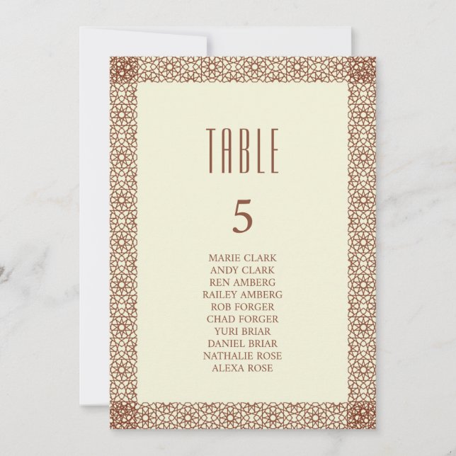 Invitación Beige Brown Rústico Islámico Geométrico Frontera Ú (Anverso)