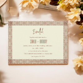 Invitación Beige Brown Rústico Islámico Geométrico Frontera Ú