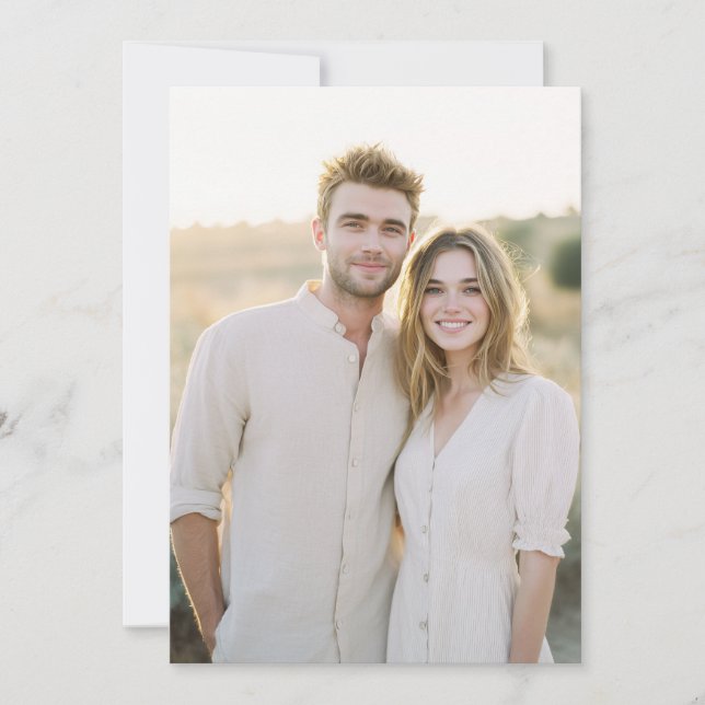 Invitación Beige Cálido Informal Foto (Anverso)