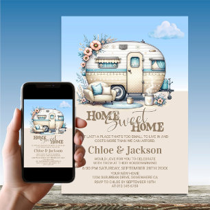 Invitación Beige Caravan Funny Fiesta de Calentamiento de Hog