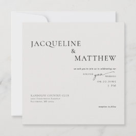 Invitación Beige contemporáneo para siempre Boda cuadrado QR