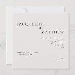 Invitación Beige contemporáneo para siempre Boda cuadrado QR