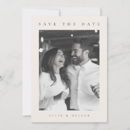 Invitación Beige Cream Boho Photo Save the Date