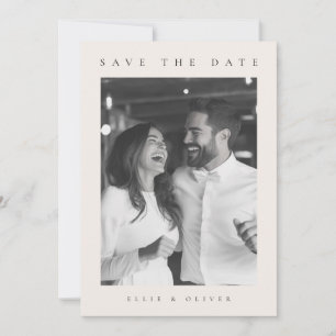 Invitación Beige Cream Boho Photo Save the Date