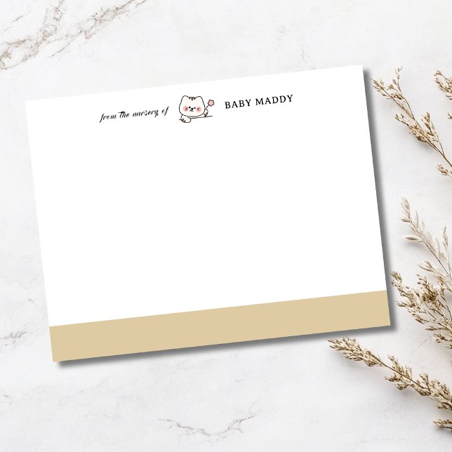 Invitación Beige Cute Cat Nursery Stationery Note Card (Subido por el creador)