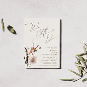 Invitación Beige de flor silvestre de otoño aún prometemos re