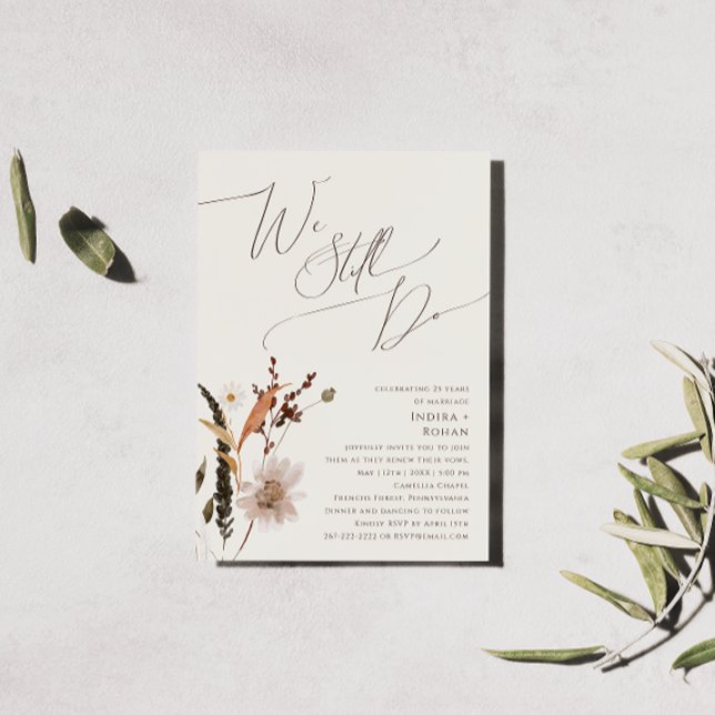 Invitación Beige de flor silvestre de otoño aún prometemos re (Subido por el creador)