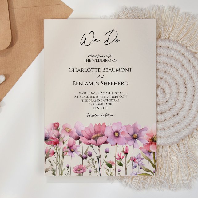 Invitación Beige de flor silvestre moderno que hacemos Boda (Subido por el creador)
