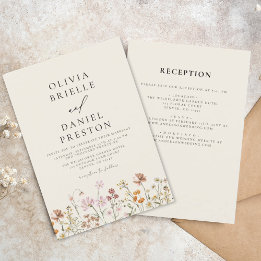 Invitación Beige de flores silvestres de Boho en una boda de 