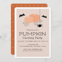 Invitación beige de Halloween Fiesta tallador de c