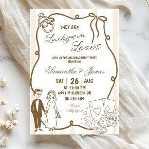 Invitación Beige Doodle Manuscrito Tema Casino Afortunado en