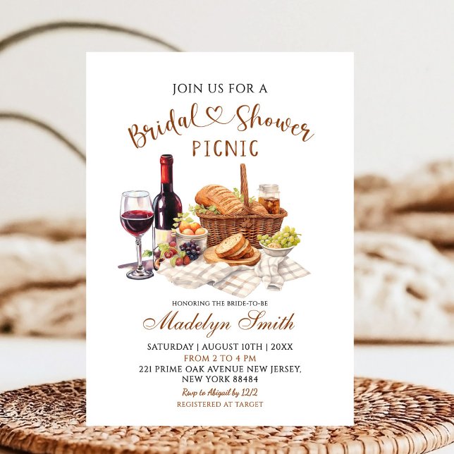 Invitación Beige Earth Tone Bridal Shower Picnic Party (Subido por el creador)