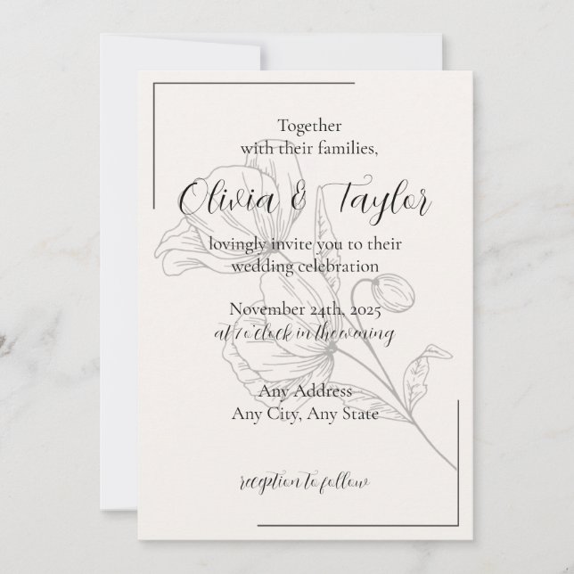 Invitación Beige Elegance Wedding Invitations v2 (Anverso)