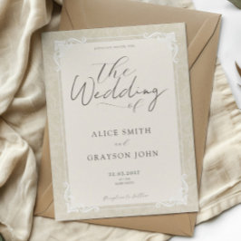 Invitación Beige Elegant Classic Script Vintage Wedding