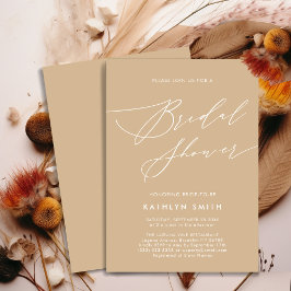 Invitación Beige Elegant Script Moderno Ducha Bridal