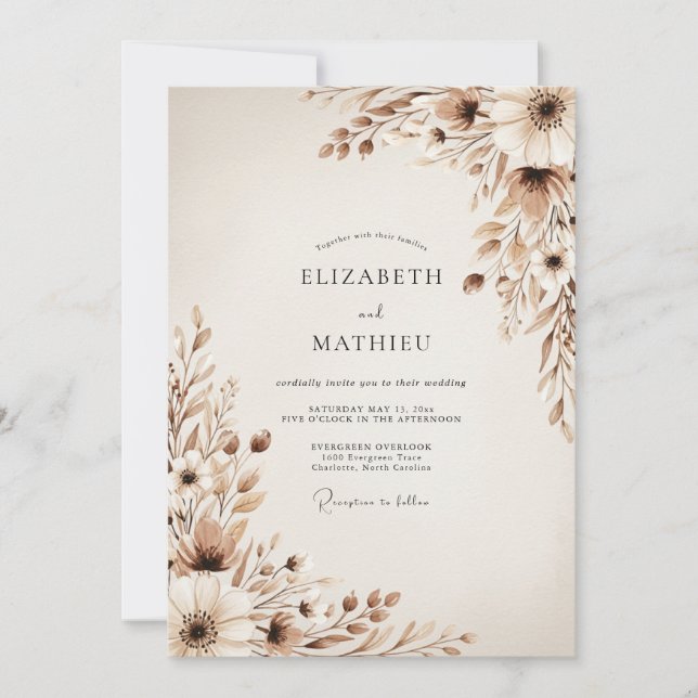 Invitación Beige Ethereal Botanical Wedding (Anverso)