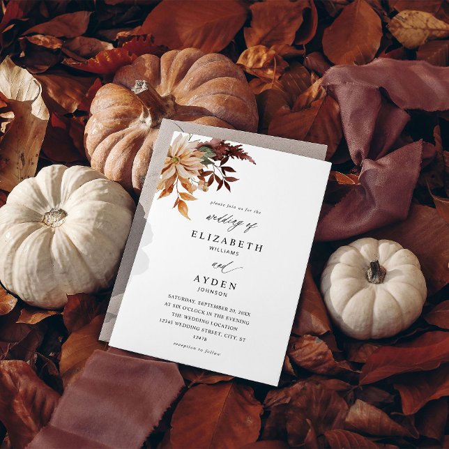 Invitación Beige Fall Floral Boda (Subido por el creador)