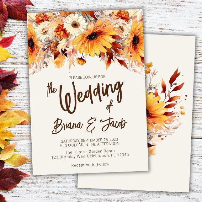 Invitación Beige Fall Floral Boda (Subido por el creador)