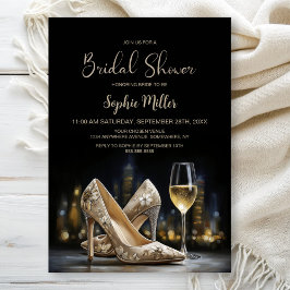 Invitación Beige Floral High Heel Shoes Bridal Shower