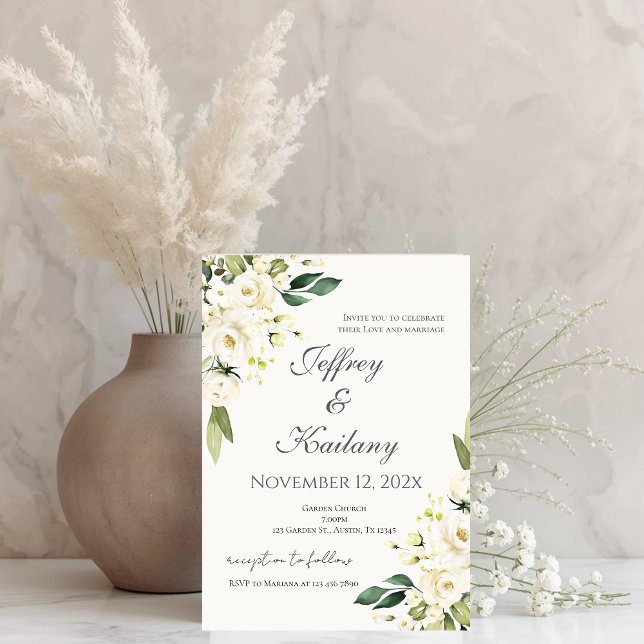 Invitación Beige Flowers Wedding (Subido por el creador)