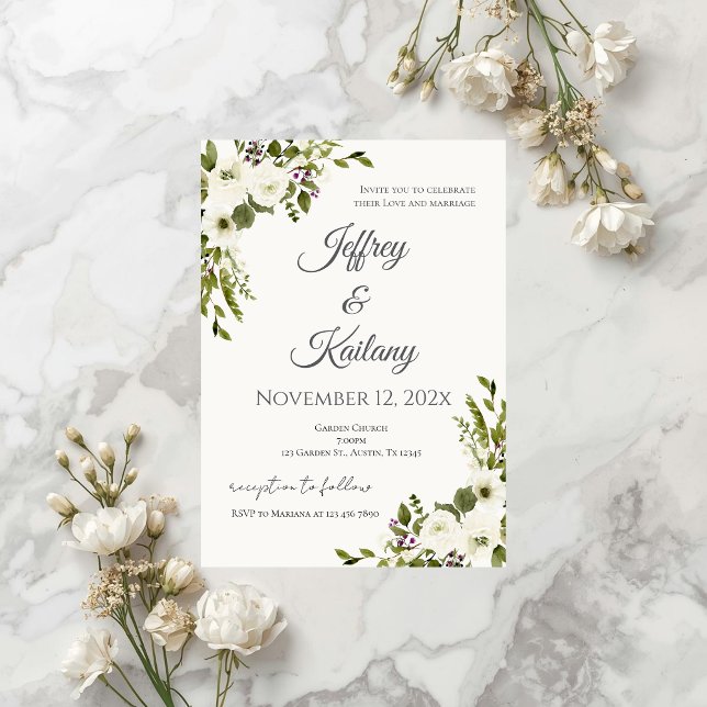 Invitación Beige Flowers Wedding (Subido por el creador)