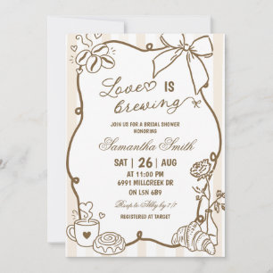 Invitación Beige Garabato Manuscrito Champagne El Amor Está e