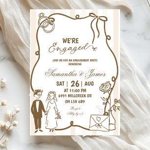 Invitación Beige Garabato Manuscrito Champagne Estamos Compro