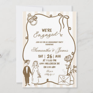Invitación Beige Garabato Manuscrito Champagne Estamos Compro