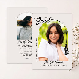 Invitación Beige Grad Announcement and Invitation with Photo