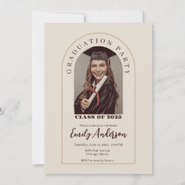 Invitación Beige graduation card with photo