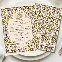 Beige islámico floral vintage y Boda de oro