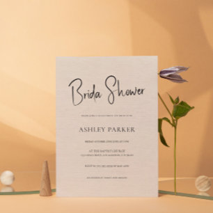 Invitación Beige Linen Simple Black Script Bachelorette Party