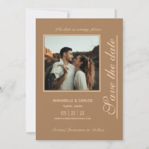 Beige Marrón Boho Save the Date
