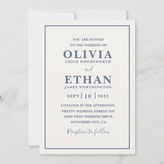 Invitación Beige Minimalist Wedding Invitation (Anverso)