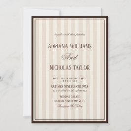 Invitación Beige Mocca Stripes Wedding